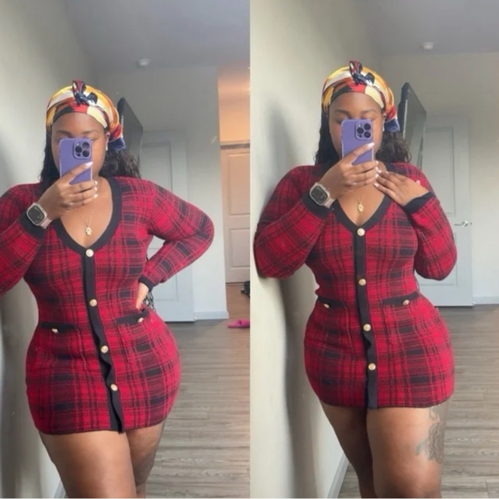 Fashion Nova Red Plaid Dress